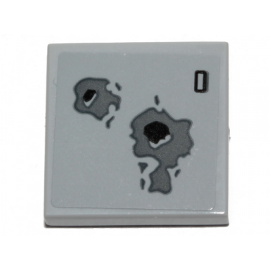 light bluish gray tile 2 x 2 with blaster marks pattern sticker - set 75257