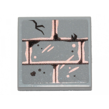 light bluish gray tile 2 x 2 with bricks cracks and copper concrete pattern sticker - set 70433