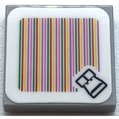 light bluish gray tile 2 x 2 with super mario scanner code stone-eye pattern sticker - set 40414