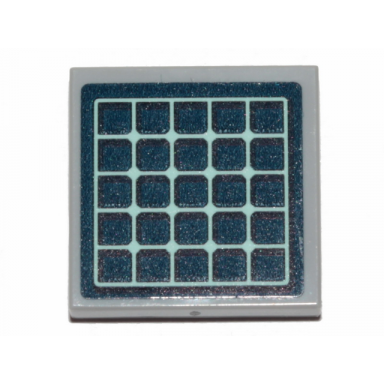 light bluish gray tile 2 x 2 with dark blue solar panel pattern sticker - set 41424
