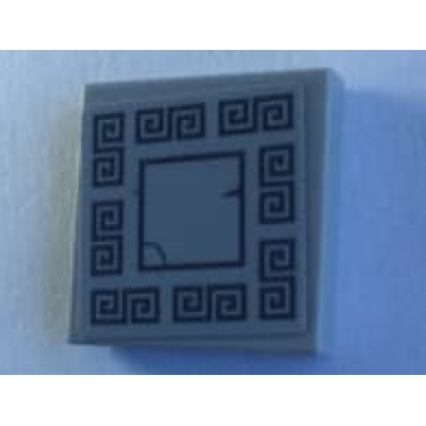 light bluish gray tile 2 x 2 with floor tile with ornamental mosaic border on light bluish gray background pattern sticker - set 70617
