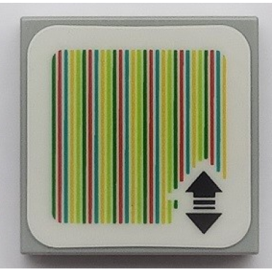 light bluish gray tile 2 x 2 with super mario scanner code double arrows pattern sticker - set 71389