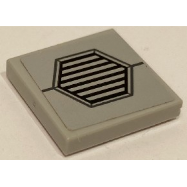 light bluish gray tile 2 x 2 with black and dark bluish gray hexagonal air vent pattern sticker - set 75201