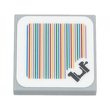 light bluish gray tile 2 x 2 with super mario scanner code swing pattern sticker - set 71403