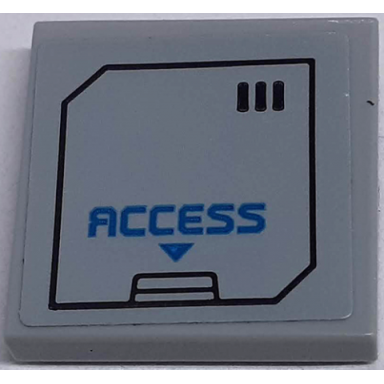 light bluish gray tile 2 x 2 with dark azure access and arrow on hatch with black vents pattern sticker - set 60195