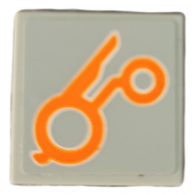 light bluish gray tile 2 x 2 with orange circles and bent lines circuitry pattern model right side sticker - set 76194
