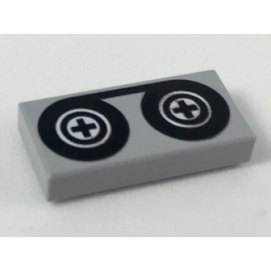 light bluish gray tile 1 x 2 with black tape reels pattern