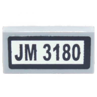 light bluish gray tile 1 x 2 with black jm 3180 pattern on white background sticker - set 3180