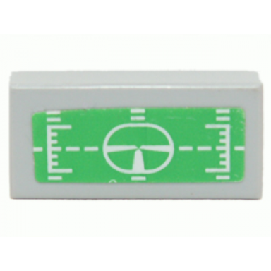 light bluish gray tile 1 x 2 with green target head-up display hud pattern sticker - set 7708