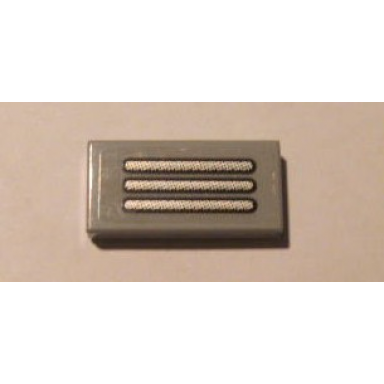 light bluish gray tile 1 x 2 with silver grille pattern sticker - set 10133