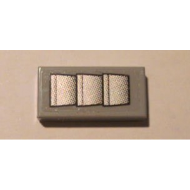 light bluish gray tile 1 x 2 with silver air intake pattern sticker - set 10133