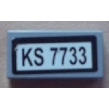 light bluish gray tile 1 x 2 with ks 7733 pattern sticker - set 7733