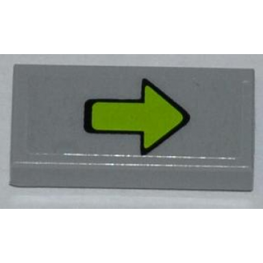 light bluish gray tile 1 x 2 with lime arrow with black outline pattern sticker - set 79103