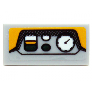 light bluish gray tile 1 x 2 with buttons and gauge pattern sticker - set 70227