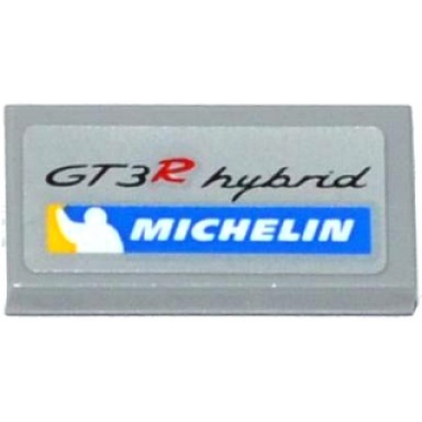 light bluish gray tile 1 x 2 with gt3r hybrid and michelin logo pattern sticker - set 75912