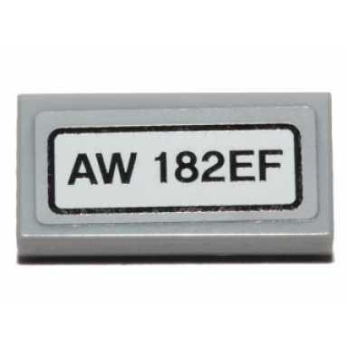 light bluish gray tile 1 x 2 with aw 182ef pattern sticker - set 40196