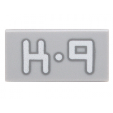light bluish gray tile 1 x 2 with k-9 pattern