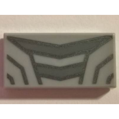 light bluish gray tile 1 x 2 with dark bluish gray thick and thin lines pattern