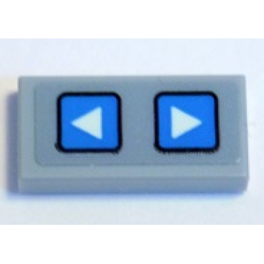 light bluish gray tile 1 x 2 with white and dark azure left and right arrow buttons pattern sticker - set 41346