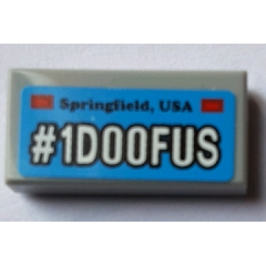 light bluish gray tile 1 x 2 with springfield usa and white 1d00fus pattern sticker - set 71016