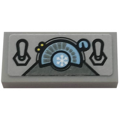 light bluish gray tile 1 x 2 with medium blue control panel and white snowflake pattern sticker - set 76118