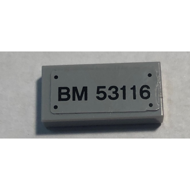 light bluish gray tile 1 x 2 with bm 53116 pattern sticker - set 79116