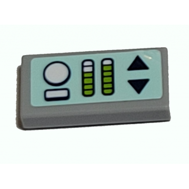 light bluish gray tile 1 x 2 with dark blue up and down buttons lime gauges on light aqua background pattern sticker - set 41380