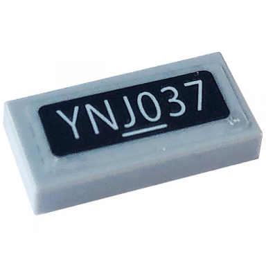light bluish gray tile 1 x 2 with ynj037 pattern sticker - set 76903