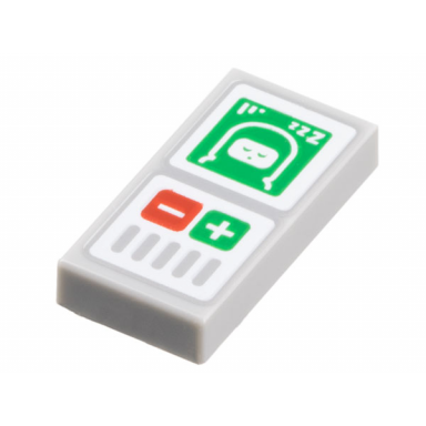 light bluish gray tile 1 x 2 with minifigure space baby monitor with plus and minus sign pattern