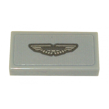 light bluish gray tile 1 x 2 with silver and black aston martin logo pattern sticker - set 76911