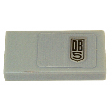 light bluish gray tile 1 x 2 with silver and black aston martin db5 logo pattern sticker - set 76911