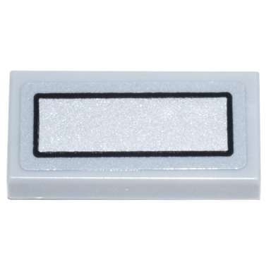 light bluish gray tile 1 x 2 with silver rectangle with black border pattern sticker - set 21347