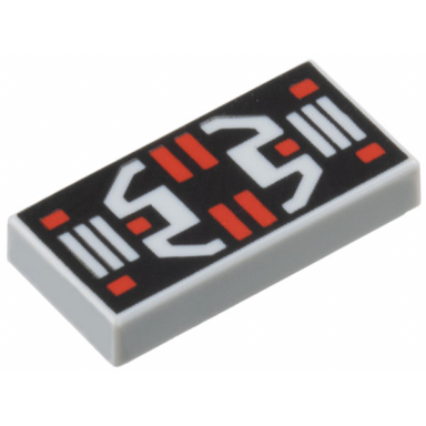 light bluish gray tile 1 x 2 with red and light bluish gray controls stripes and rectangles on black panel pattern