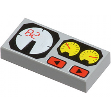 light bluish gray tile 1 x 2 with red 82 yellow and white gauges pattern