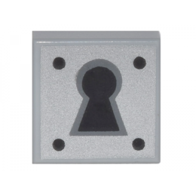 light bluish gray tile 1 x 1 with black keyhole and 4 dots on silver background pattern