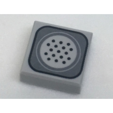 light bluish gray tile 1 x 1 with black and dark bluish gray speaker pattern