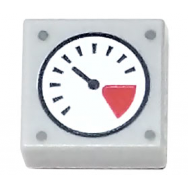 light bluish gray tile 1 x 1 with white and red gauge black thin needle and rivets pattern