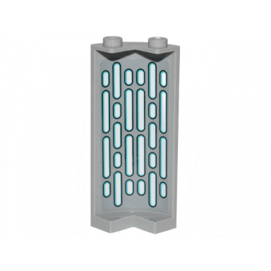 light bluish gray cylinder quarter 2 x 2 x 5 with 1 x 1 cutout with blue and white bars sw wall lights pattern on inside sticker - sets 75216 75324