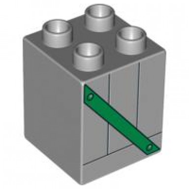 light bluish gray duplo brick 2 x 2 x 2 with green girder pattern