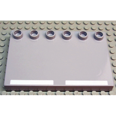 light bluish gray duplo tile modified 4 x 6 with studs on edge and two white lines road pattern