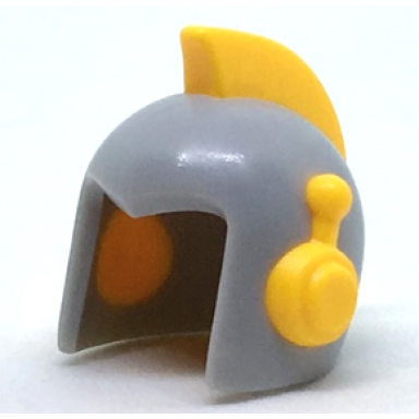 light bluish gray minifigure headgear helmet space retro with open front and bright light orange earpieces and crest pattern