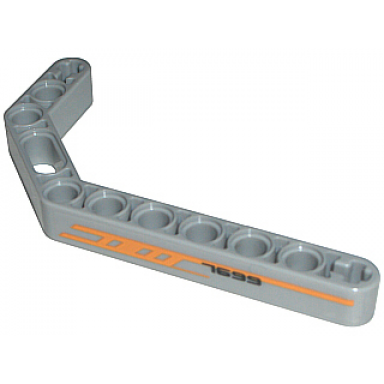 light bluish gray technic liftarm modified bent thick 1 x 11.5 double with orange stripes and 7699 pattern model right sticker - set 7699