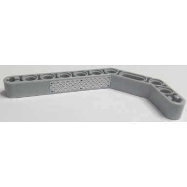 light bluish gray technic liftarm modified bent thick 1 x 11.5 double with silver tread plate and 6 rivets pattern sticker - set 7906