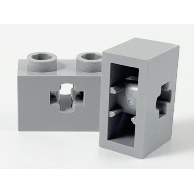 light bluish gray technic brick 1 x 2 with axle hole and inside side supports