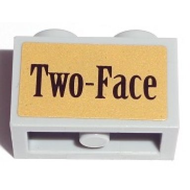 light bluish gray technic brick 1 x 2 with axle hole with black two-face on gold background pattern sticker - set 7785