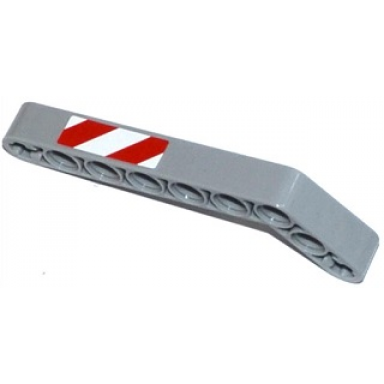 light bluish gray technic liftarm modified bent thick 1 x 9 7 - 3 with red and white danger stripes pattern model left side sticker - set 42028