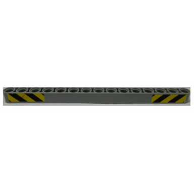 light bluish gray technic liftarm thick 1 x 15 with yellow and black danger stripes pattern stickers - set 9397