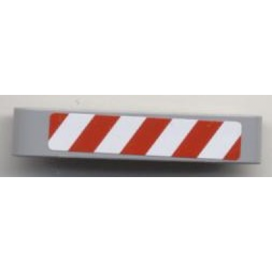 light bluish gray technic liftarm thick 1 x 5 with red and white danger stripes pattern sticker - set 8124