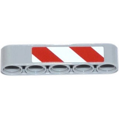 light bluish gray technic liftarm thick 1 x 5 with red and white danger stripes pattern on end model left side sticker - set 42023