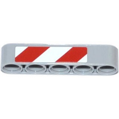 light bluish gray technic liftarm thick 1 x 5 with red and white danger stripes pattern on end model right side sticker - set 42023